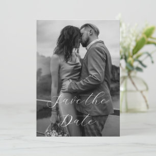Reserve A Data Casamento de Fotografias com Script Branco Preto M