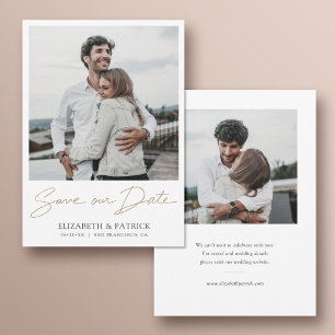 Reserve A Data Casamento de Fotografias com Script Dourado Simple
