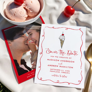 Reserve A Data Casamento de Fotografias Cone do Sorvete Whimsical