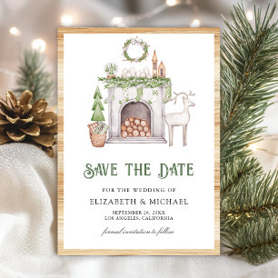 Reserve A Data Casamento de Fotografias da Lareira de Natal Branc