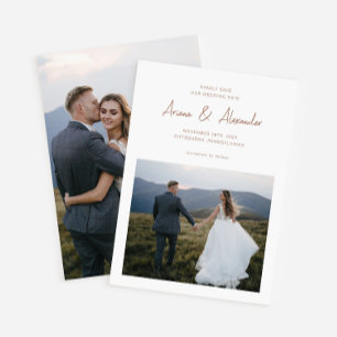 Reserve A Data Casamento de Fotografias de Script Brown Rich Simp