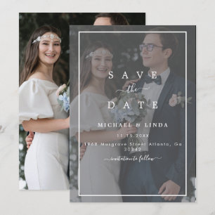 Reserve A Data Casamento de Fotografias de Sobreposição Preta e