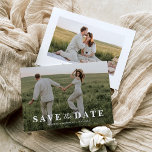 Reserve A Data Casamento de Fotografias de Sobreposição Simples<br><div class="desc">Cartões salve a data de casamento elegantes,  mostrando uma foto impressa e impressionante,  tirada em uma camada poeirenta antiga. A sofisticação do eterno de uma fonte serif & script especifica 'salvar a data',  seus nomes e a data. O verso carregar outra foto personalizada e os detalhes do seu site.</div>