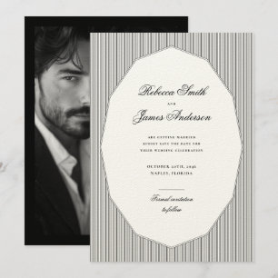Reserve A Data Casamento de Fotografias de Stripes Negras Clássic