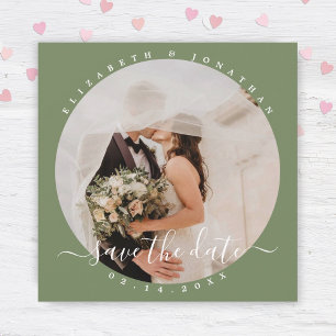 Reserve A Data Casamento de Fotografias do Casal Verde Sage Simpl