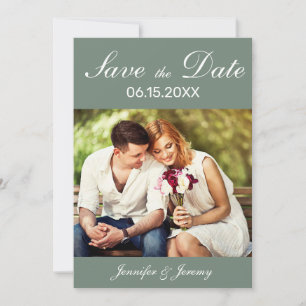 Reserve A Data Casamento de Fotografias do Script Branco Verde do