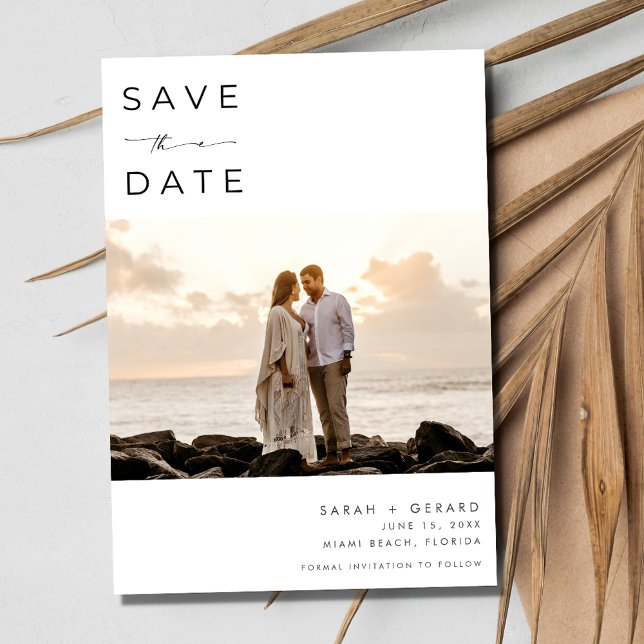 Reserve A Data Casamento de Fotografias Elegante de Destino de Pr (Beach Destination Elegant Photo Wedding Save The Date)