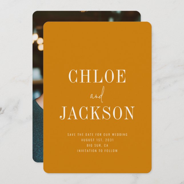 Reserve A Data Casamento de Fotografias em Negrito Moderno da Mos (Frente/Verso)