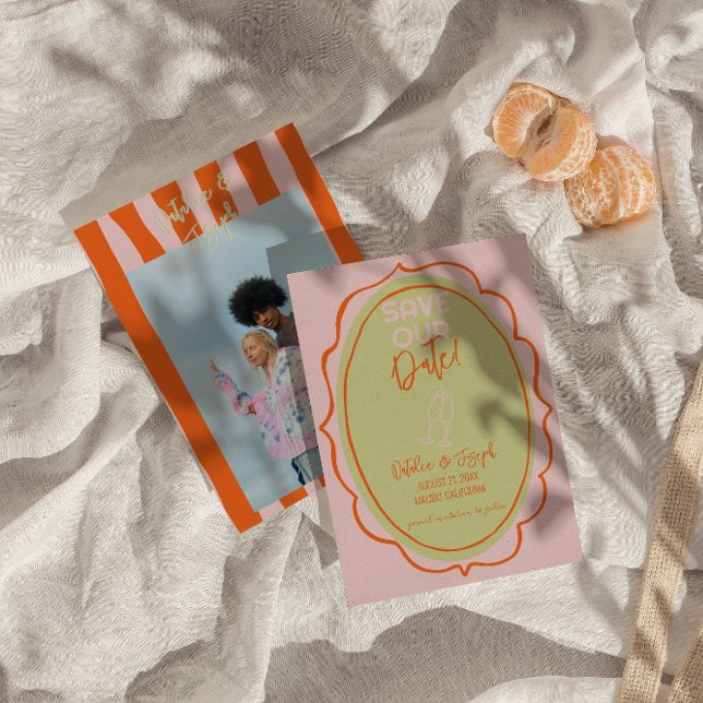 Reserve A Data Casamento de Fotografias Ilustradas Coloridas (Criador carregado)