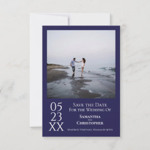Reserve A Data Casamento de Fotografias Minimalista Azul Moderno