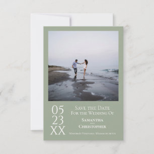 Reserve A Data Casamento de Fotografias Minimalista Moderno Verde