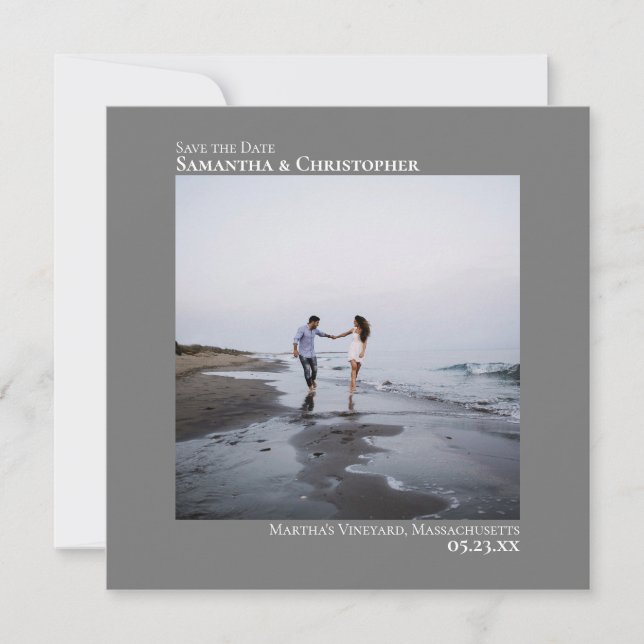 Reserve A Data Casamento de Fotografias Mínimas Quadradas Simples (Frente)