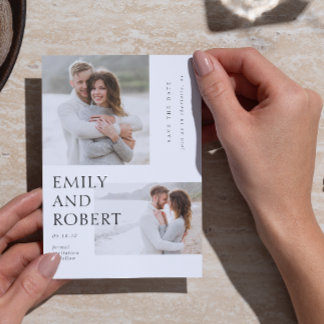 Reserve A Data Casamento de Fotografias Moderno Mínimo Preto e Br