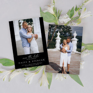 Reserve A Data Casamento de Fotografias Negra Clássica Simples