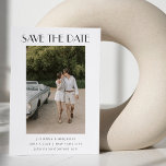 Reserve A Data Casamento de Fotografias por Deco de Arte Branca e<br><div class="desc">Casamento de Deco de Arte Elegante Colorida Salva a Data em Preto e Branco com Foto</div>