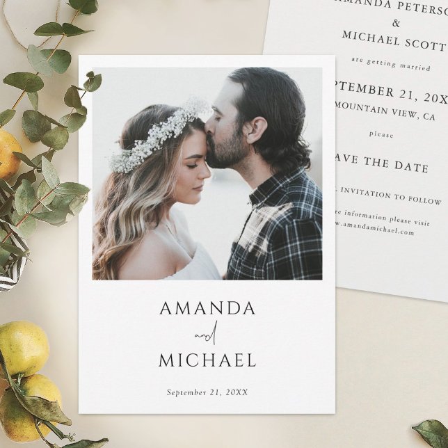 Reserve A Data Casamento de Fotografias Simples Elegante Moderno (Criador carregado)