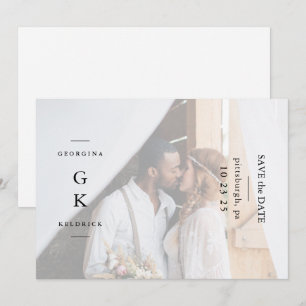 Reserve A Data Casamento de Fotografias Simples em Monograma Negr