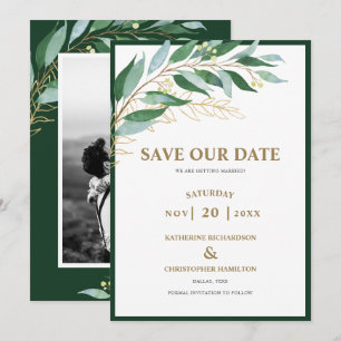 Reserve A Data Casamento de Fotografias Verde da Floresta Foliage