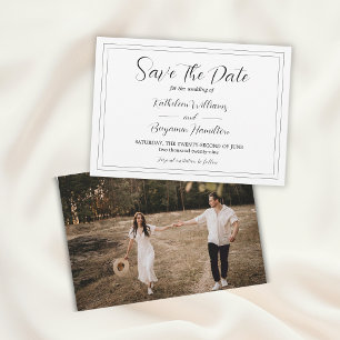 Reserve A Data Casamento De Fotos Branco E Preto De Script