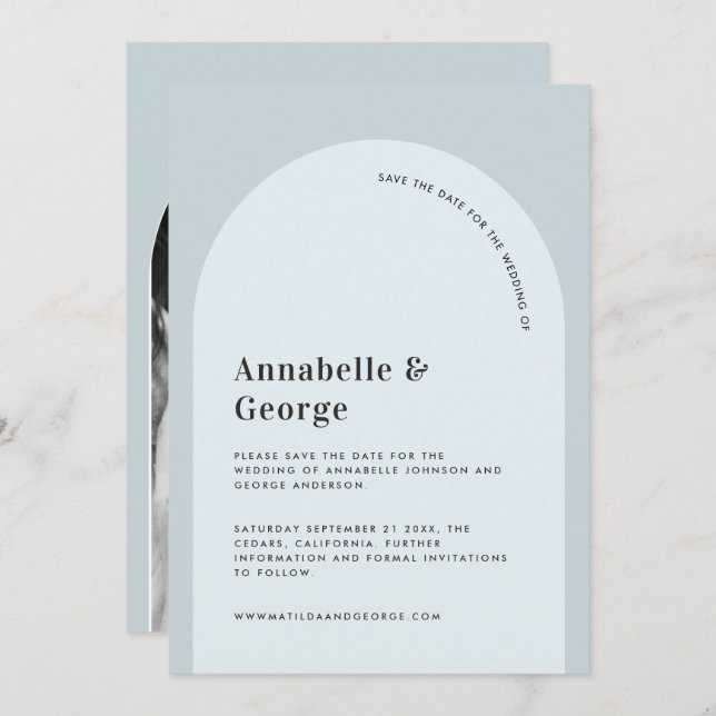 Reserve A Data Casamento de fotos com fotografia gráfica moderna (Frente/Verso)