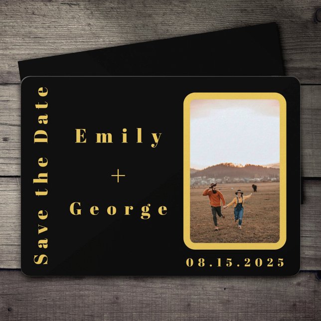 Reserve A Data Casamento De Fotos De Casal Dourado E Preto Modern (Criador carregado)