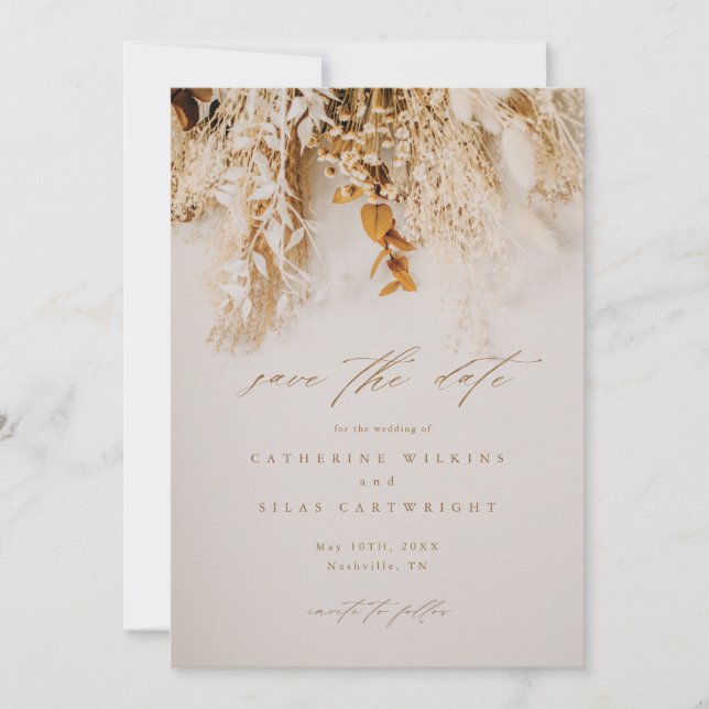 Reserve A Data Casamento de Fotos de Flores de Outono Boho (Frente)