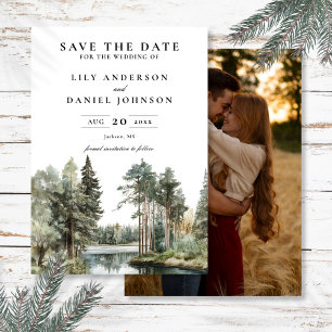 Reserve A Data Casamento de Fotos do Lago Watercolor Forest Woodl