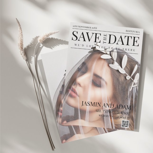 Reserve A Data Casamento de Fotos Editorial de Estilo de Revista  (Unique Magazine Style Editorial Photo Wedding Save The Date)