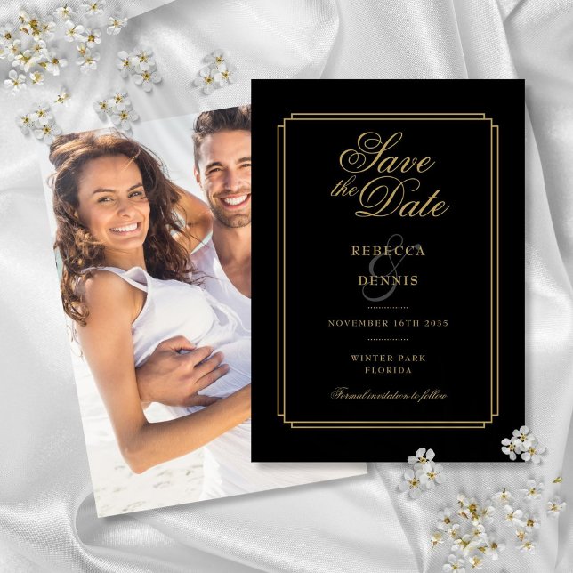 Reserve A Data Casamento de Fotos em Deco de Arte com Script Dour (Tropical Beach Wedding Stationery Collection)