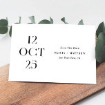 Reserve A Data Casamento de fotos minimalista de tipografia limpa<br><div class="desc">Casamento minimalista de tipografia limpa,  preto e branco Salve a data com fotos no verso. Entre em contato comigo se precisar de itens adicionais.</div>
