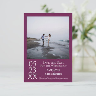 Reserve A Data Casamento de Fotos Mínimo Moderno e Roxo do Gabin