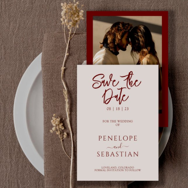 Reserve A Data Casamento de Fotos Moderna Rust Terracotta Minimal (Criador carregado)