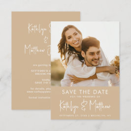 Reserve A Data Casamento de Fotos Moderno do Script Dusty Beige F