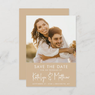 Reserve A Data Casamento de Fotos Moderno do Script Dusty Beige F