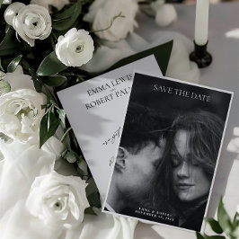 Reserve A Data Casamento de Fotos Simples e Minimalista Preto e B