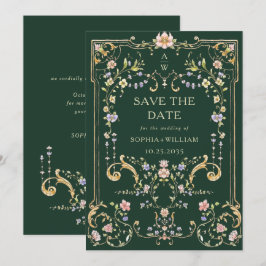 Reserve A Data Casamento de Frame Floral, Ornamentado Vitoriano G