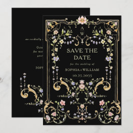 Reserve A Data Casamento de Frame Floral, Ornamentado Vitoriano G