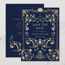 Reserve A Data Casamento de Frame Floral, Ornamentado Vitoriano G