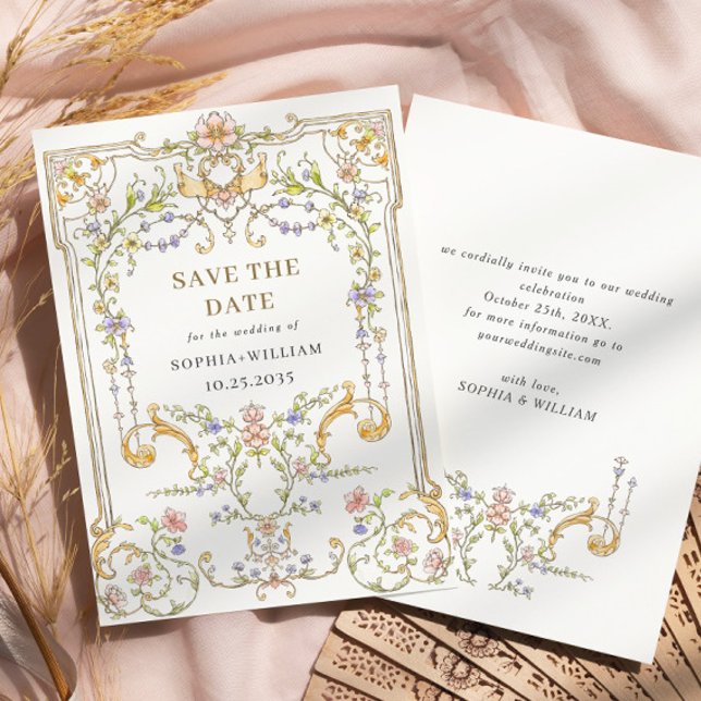 Reserve A Data Casamento de Frame Floral, Ornamentado Vitoriano G (Criador carregado)