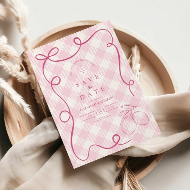 Reserve A Data Casamento de Gingham Lemons, Arco Rosa-Mediterrâne (Criador carregado)