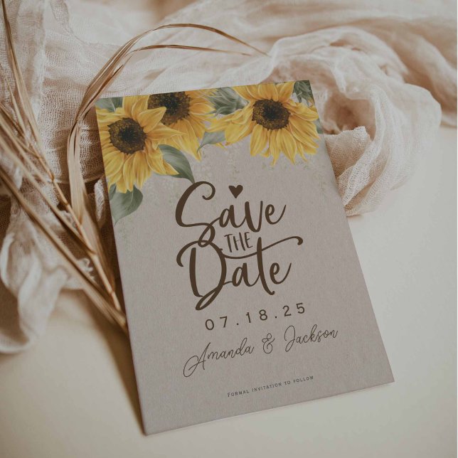 Reserve A Data Casamento de girassol com lata russa (Rustic sunflower save-the-date cards)