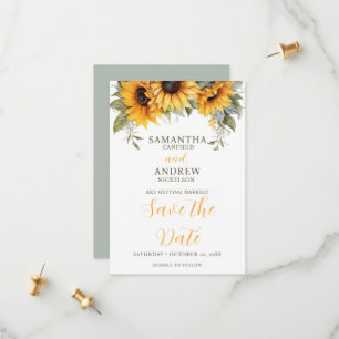Reserve A Data Casamento de Girassol de Script Elegante Salvar a