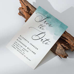 Reserve A Data Casamento de guião náutica azul-aquática Elegan