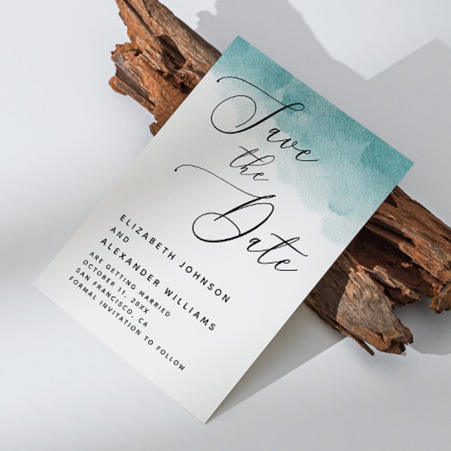 Reserve A Data Casamento de guião náutica azul-aquática Elegante (Criador carregado)