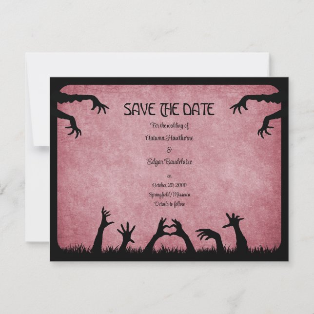 Reserve A Data Casamento de Halloween de Zombie Horror (Frente)