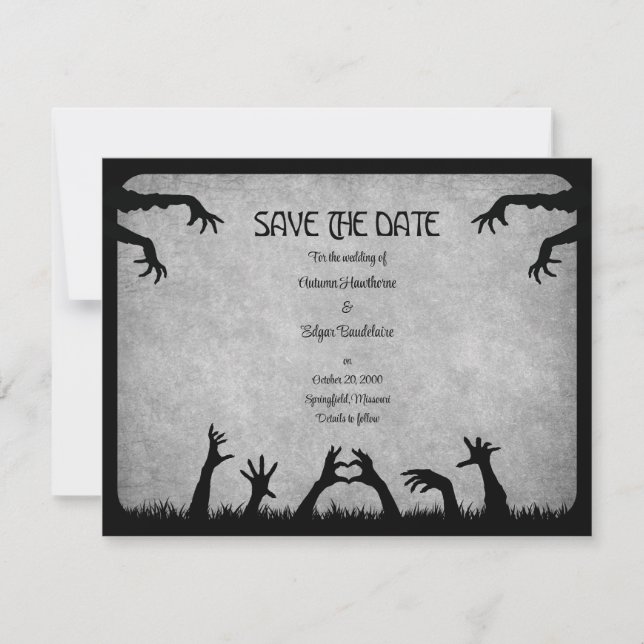 Reserve A Data Casamento de Halloween de Zombie Horror (Frente)