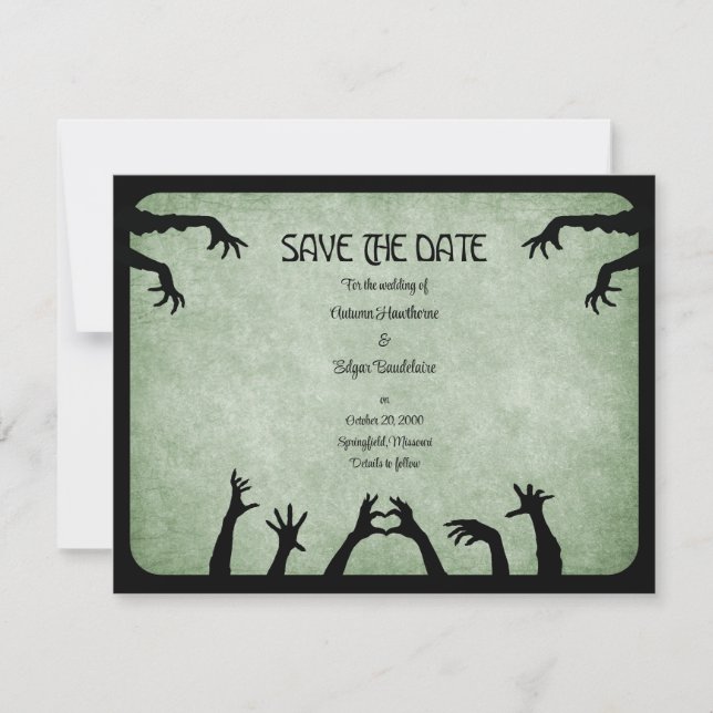 Reserve A Data Casamento de Halloween de Zombie Horror (Frente)
