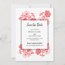 Reserve A Data Casamento de Hibiscus Watercolor Elegante
