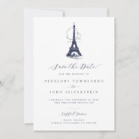 Casamento de Ilustração da Torre Eiffel Vintage El
