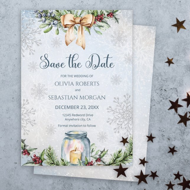 Reserve A Data Casamento de Inverno com Neve Congelada Natalina (Criador carregado)